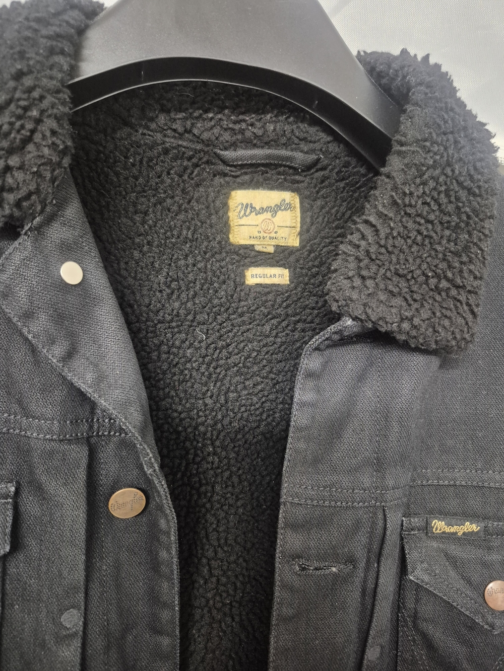 Wrangler Black Sherpa-Lined Shirt Jacket